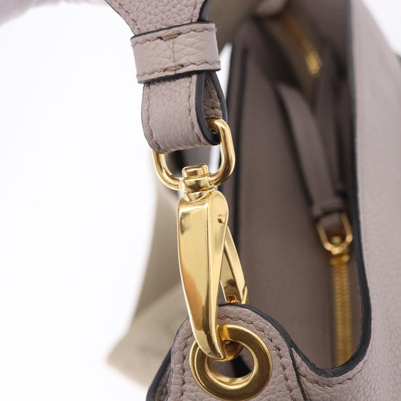 PRADA Shoulder Bag Taurillon Leather Gray Gold 1BE066 Auth am12351SAM