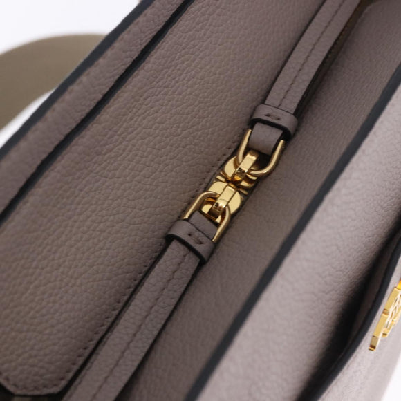 PRADA Shoulder Bag Taurillon Leather Gray Gold 1BE066 Auth am12351SAM