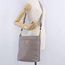 PRADA Shoulder Bag Taurillon Leather Gray Gold 1BE066 Auth am12351SAM-27