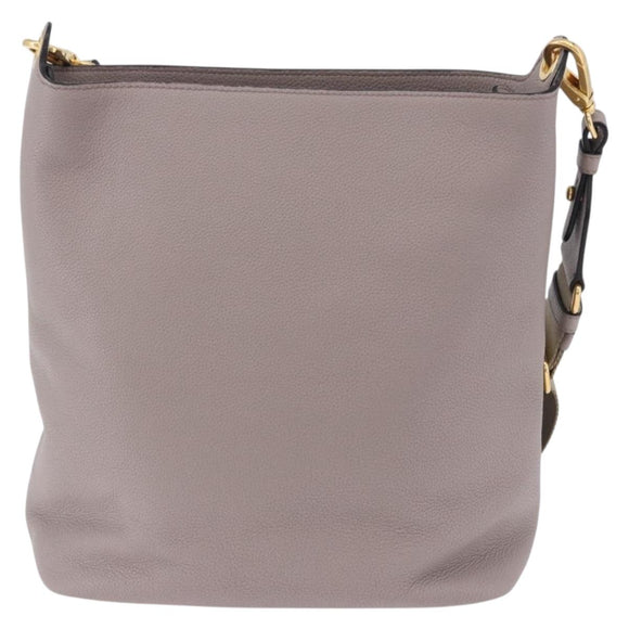 PRADA Shoulder Bag Taurillon Leather Gray Gold 1BE066 Auth am12351SAM