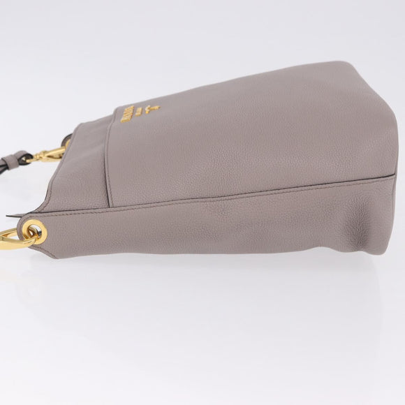PRADA Shoulder Bag Taurillon Leather Gray Gold 1BE066 Auth am12351SAM
