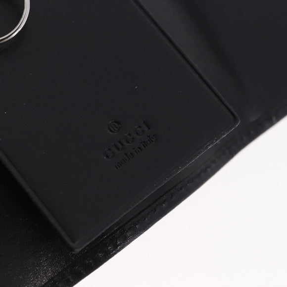 GUCCI Interlocking Key Case Leather Black Silver 115225 Auth am12352V