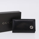 GUCCI Interlocking Key Case Leather Black Silver 115225 Auth am12352V-12
