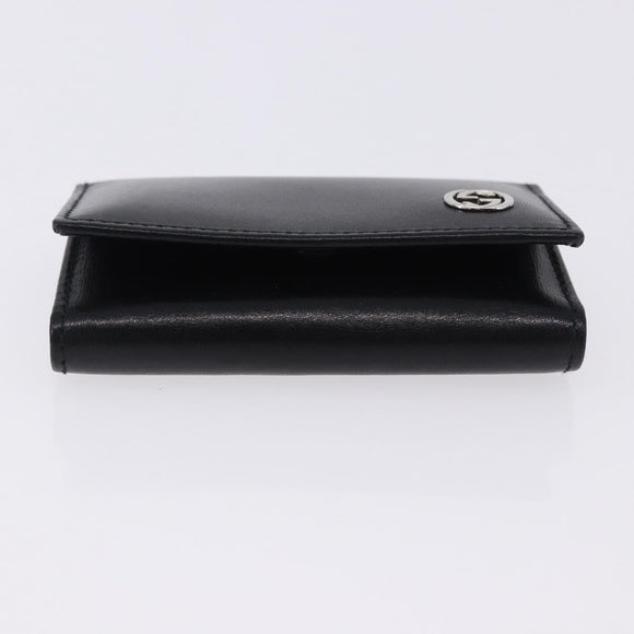 GUCCI Interlocking Key Case Leather Black Silver 115225 Auth am12352V