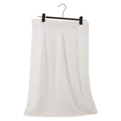 FENDI Zucca Skirt Polyester White Auth am12358