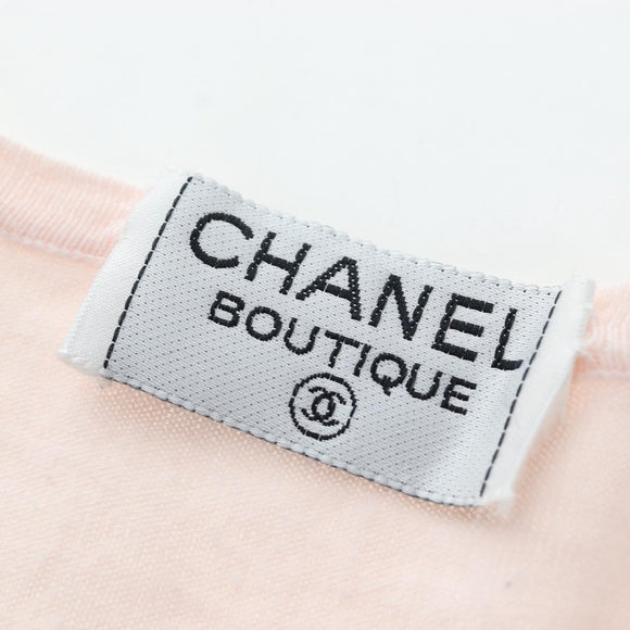 CHANEL CC 3/4 Sleeve Top Cotton Pink CC Auth am12359V