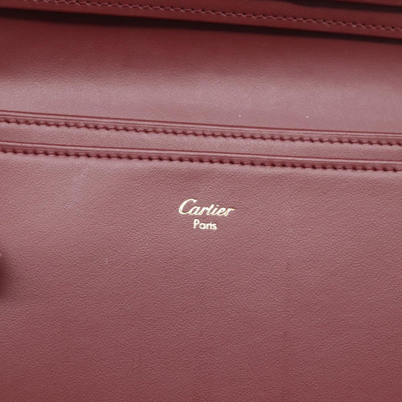 CARTIER Must Line Long Wallet Leather Bordeaux Gold Auth am12366V