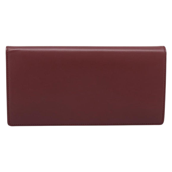 CARTIER Must Line Long Wallet Leather Bordeaux Gold Auth am12366V