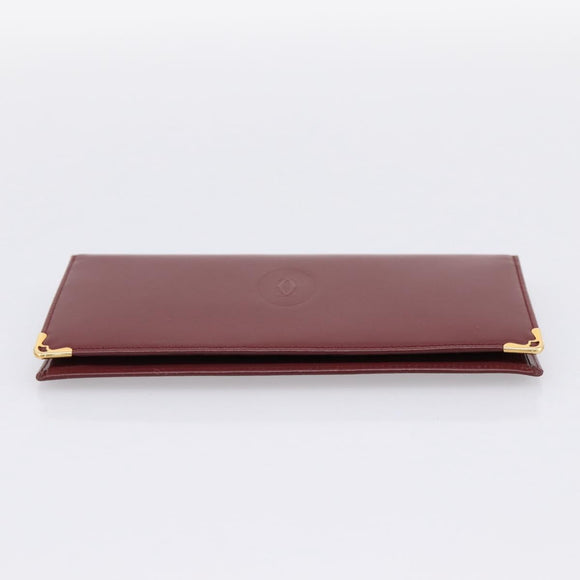 CARTIER Must Line Long Wallet Leather Bordeaux Gold Auth am12366V