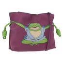 LOEWE x Ghibli Aogaeru Flamenco Clutch Mini Leather Purple Green Auth am12369SM-1