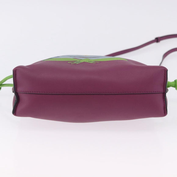 LOEWE x Ghibli Aogaeru Flamenco Clutch Mini Leather Purple Green Auth am12369SM