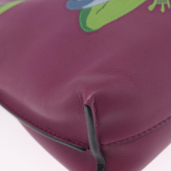 LOEWE x Ghibli Aogaeru Flamenco Clutch Mini Leather Purple Green Auth am12369SM