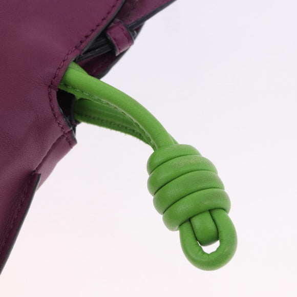 LOEWE x Ghibli Aogaeru Flamenco Clutch Mini Leather Purple Green Auth am12369SM