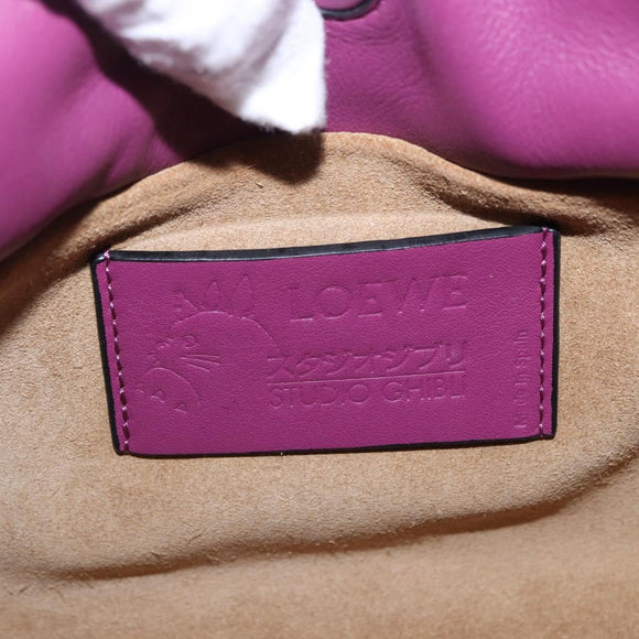 LOEWE x Ghibli Aogaeru Flamenco Clutch Mini Leather Purple Green Auth am12369SM
