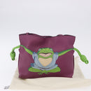 LOEWE x Ghibli Aogaeru Flamenco Clutch Mini Leather Purple Green Auth am12369SM-25