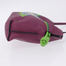 LOEWE x Ghibli Aogaeru Flamenco Clutch Mini Leather Purple Green Auth am12369SM-4