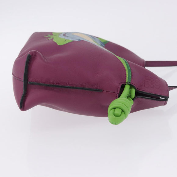 LOEWE x Ghibli Aogaeru Flamenco Clutch Mini Leather Purple Green Auth am12369SM