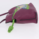 LOEWE x Ghibli Aogaeru Flamenco Clutch Mini Leather Purple Green Auth am12369SM-5