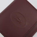 CARTIER Must Line Coin Purse Leather Bordeaux Gold Tone Auth am12371V-17