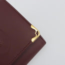 CARTIER Must Line Coin Purse Leather Bordeaux Gold Tone Auth am12371V-8