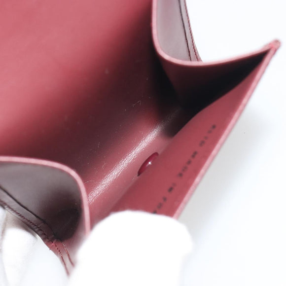 CARTIER Must Line Coin Purse Leather Bordeaux Gold Tone Auth am12371V