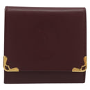 CARTIER Must Line Coin Purse Leather Bordeaux Gold Tone Auth am12371V-13