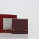 CARTIER Must Line Coin Purse Leather Bordeaux Gold Tone Auth am12371V-12