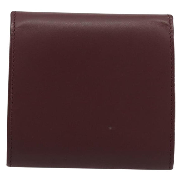 CARTIER Must Line Coin Purse Leather Bordeaux Gold Tone Auth am12371V
