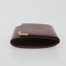 CARTIER Must Line Coin Purse Leather Bordeaux Gold Tone Auth am12371V-3