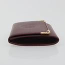 CARTIER Must Line Coin Purse Leather Bordeaux Gold Tone Auth am12371V-4
