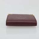 CARTIER Must Line Coin Purse Leather Bordeaux Gold Tone Auth am12371V-5