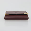 CARTIER Must Line Coin Purse Leather Bordeaux Gold Tone Auth am12371V-6