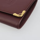 CARTIER Must Line Coin Purse Leather Bordeaux Gold Tone Auth am12371V-7
