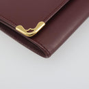 CARTIER Must Line Coin Purse Leather Bordeaux Gold Tone Auth am12371V-14