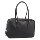 PRADA Hand Bag Saffiano Black Gold Tone Auth am12372SAM-1