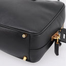 PRADA Hand Bag Saffiano Black Gold Tone Auth am12372SAM-16