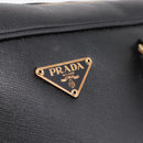 PRADA Hand Bag Saffiano Black Gold Tone Auth am12372SAM-19