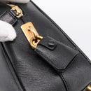 PRADA Hand Bag Saffiano Black Gold Tone Auth am12372SAM-20