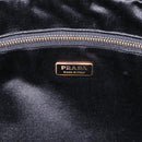 PRADA Hand Bag Saffiano Black Gold Tone Auth am12372SAM-21