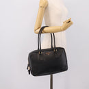 PRADA Hand Bag Saffiano Black Gold Tone Auth am12372SAM-26