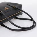 PRADA Hand Bag Saffiano Black Gold Tone Auth am12372SAM-7