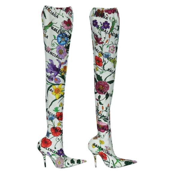GUCCI x BALENCIAGA The Hacker Project Floral Long Heels Canvas Auth am12373SAM