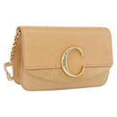 Chloe C Chain Shoulder Bag Leather Beige Gold Tone Auth am12374V-1