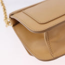 Chloe C Chain Shoulder Bag Leather Beige Gold Tone Auth am12374V-16
