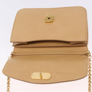 Chloe C Chain Shoulder Bag Leather Beige Gold Tone Auth am12374V-18
