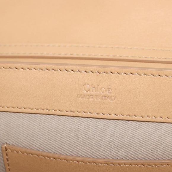 Chloe C Chain Shoulder Bag Leather Beige Gold Tone Auth am12374V