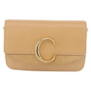Chloe C Chain Shoulder Bag Leather Beige Gold Tone Auth am12374V-13