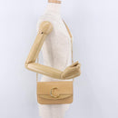 Chloe C Chain Shoulder Bag Leather Beige Gold Tone Auth am12374V-23