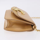 Chloe C Chain Shoulder Bag Leather Beige Gold Tone Auth am12374V-3