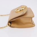 Chloe C Chain Shoulder Bag Leather Beige Gold Tone Auth am12374V-4